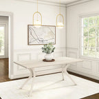 Natural Pine 72" Rectangular Dining Table with Cross Legs for 6-8 People