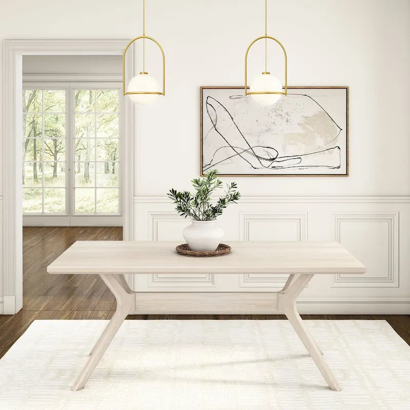 Natural Pine 72" Rectangular Dining Table with Cross Legs for 6-8 People