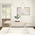 Natural Pine 72" Rectangular Dining Table with Cross Legs for 6-8 People