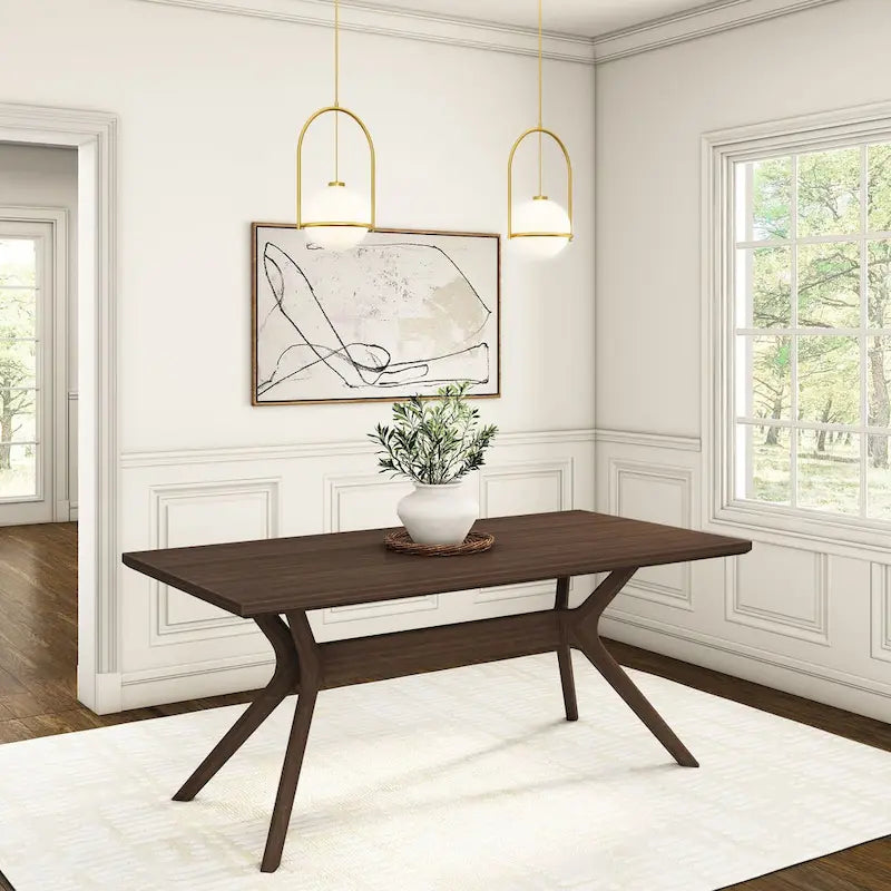 Natural Pine 72" Rectangular Dining Table with Cross Legs for 6-8 People