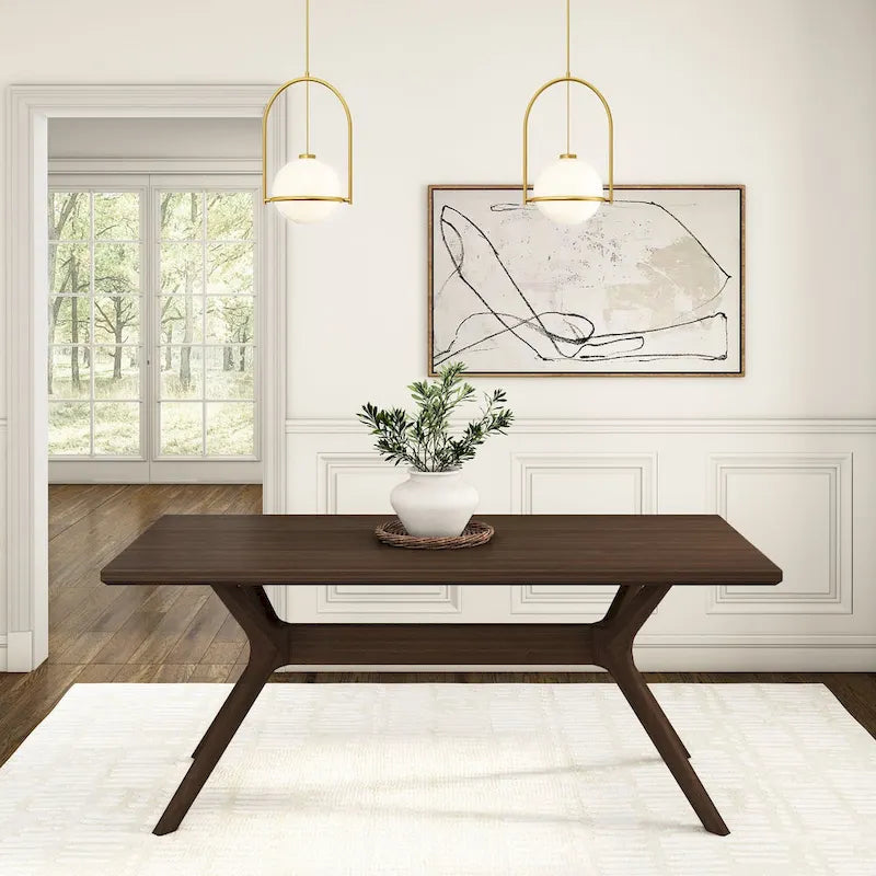 Natural Pine 72" Rectangular Dining Table with Cross Legs for 6-8 People