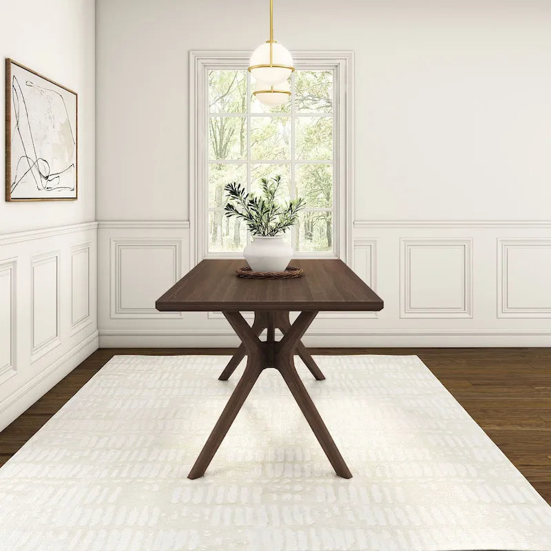 Natural Pine 72" Rectangular Dining Table with Cross Legs for 6-8 People