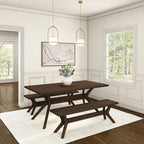Natural Pine 72" Rectangular Dining Table with Cross Legs for 6-8 People