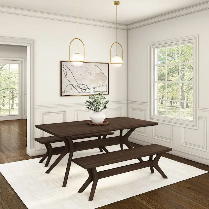 Natural Pine 72" Rectangular Dining Table with Cross Legs for 6-8 People