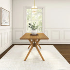 Natural Pine 72" Rectangular Dining Table with Cross Legs for 6-8 People