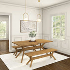 Natural Pine 72" Rectangular Dining Table with Cross Legs for 6-8 People