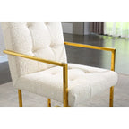 Modern Velvet Dining Arm Chair Set of 1, Tufted Design and Gold Finish Stainless Base