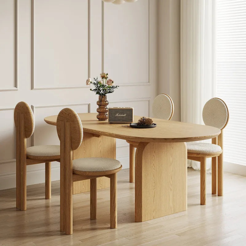 71 Modern Oval Dining Table, Solid Wood Kitchen Table for 6 people - 70.8 X 35.4