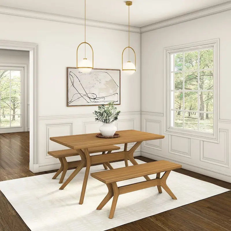 Plank and Beam Verso Cross Leg Rectangular Dining Table - 60