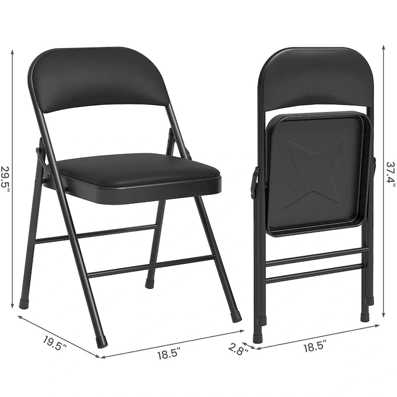 Folding Chairs 2/4 Pack With Padded Cushion and Back