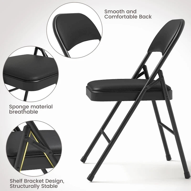 Folding Chairs 2/4 Pack With Padded Cushion and Back