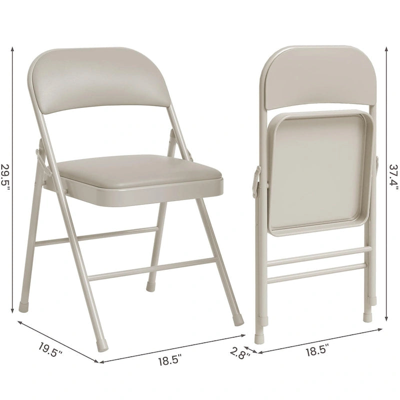 Folding Chairs 2/4 Pack With Padded Cushion and Back