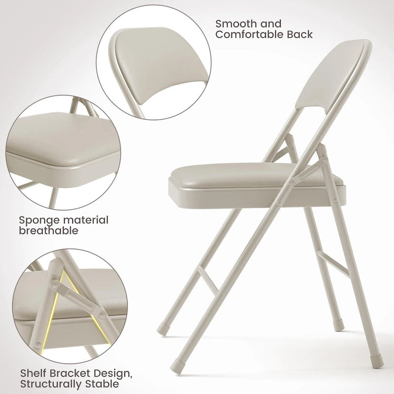 Folding Chairs 2/4 Pack With Padded Cushion and Back