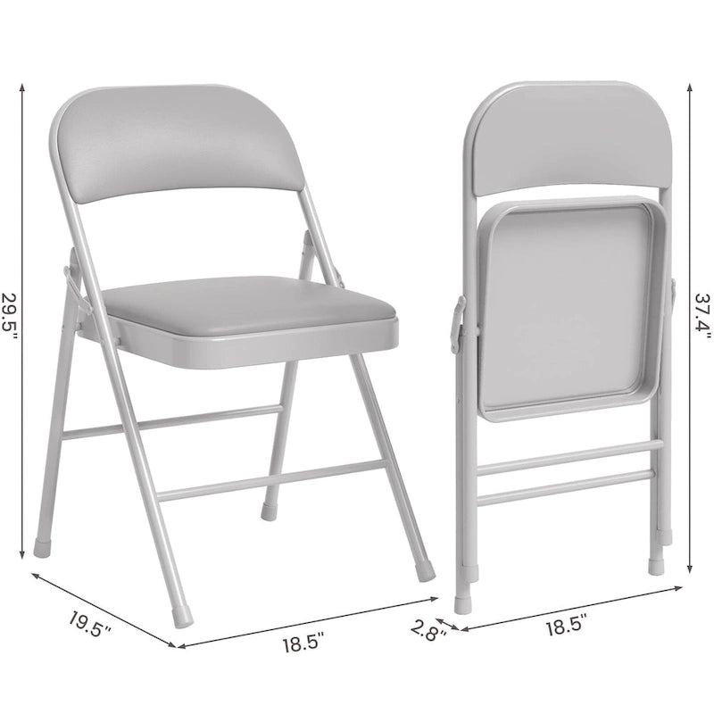 Folding Chairs 2/4 Pack With Padded Cushion and Back