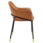 Black Tan Vegan Leather Dining Armchair