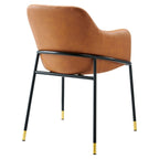 Black Tan Vegan Leather Dining Armchair