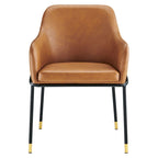 Black Tan Vegan Leather Dining Armchair