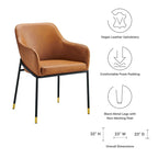 Black Tan Vegan Leather Dining Armchair