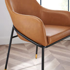 Black Tan Vegan Leather Dining Armchair