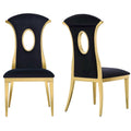 Luxury Black Velvet Dining Chairs with Polished Gold Legs