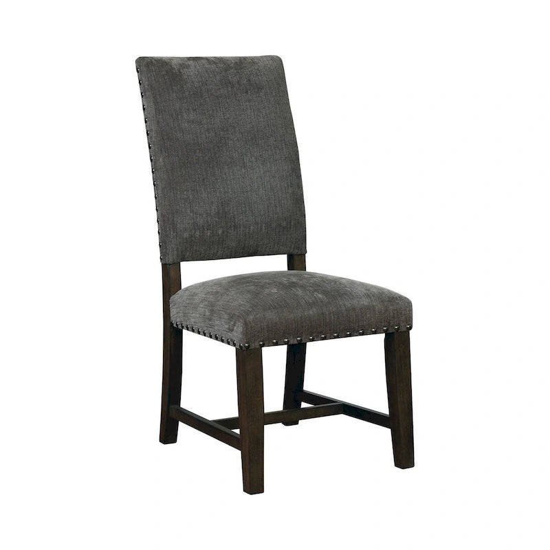 21 Inch Dining Chair, Set of 2, Gray Vegan Faux Leather, Parson Style