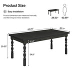 62-in Wood Dining Table for 4-6 People, Farmhouse Large Rectangle Kitchen Table