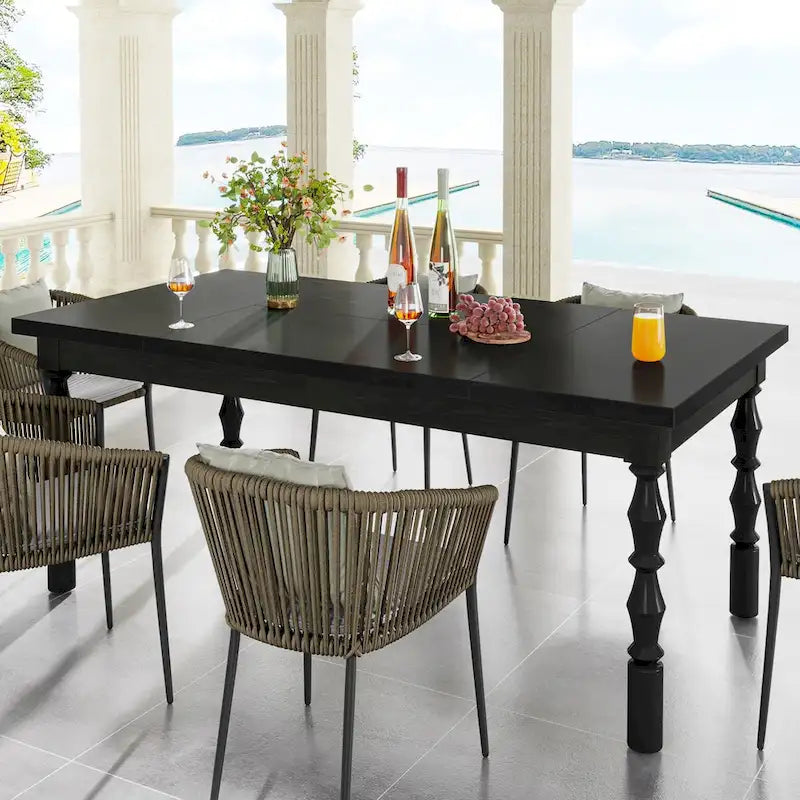 62-in Wood Dining Table for 4-6 People, Farmhouse Large Rectangle Kitchen Table