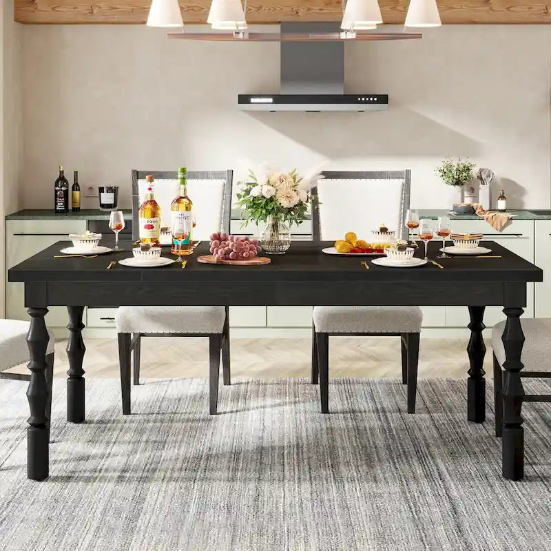 62-in Wood Dining Table for 4-6 People, Farmhouse Large Rectangle Kitchen Table
