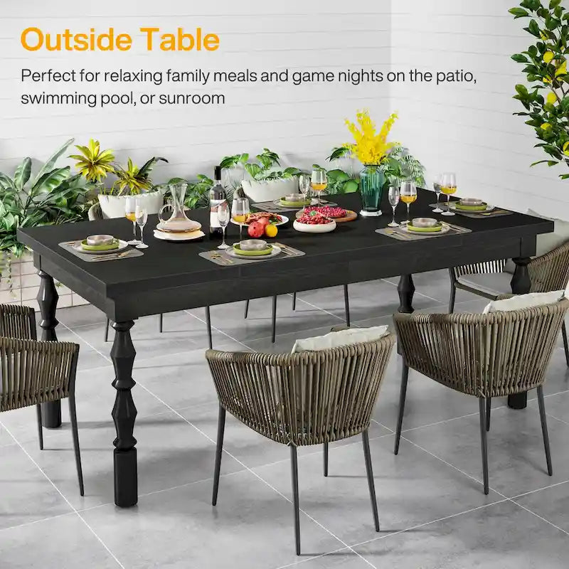 62-in Wood Dining Table for 4-6 People, Farmhouse Large Rectangle Kitchen Table