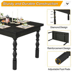 62-in Wood Dining Table for 4-6 People, Farmhouse Large Rectangle Kitchen Table