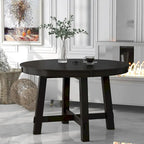 Round Extendable Wood Kitchen Dining Table with 16  Leaf