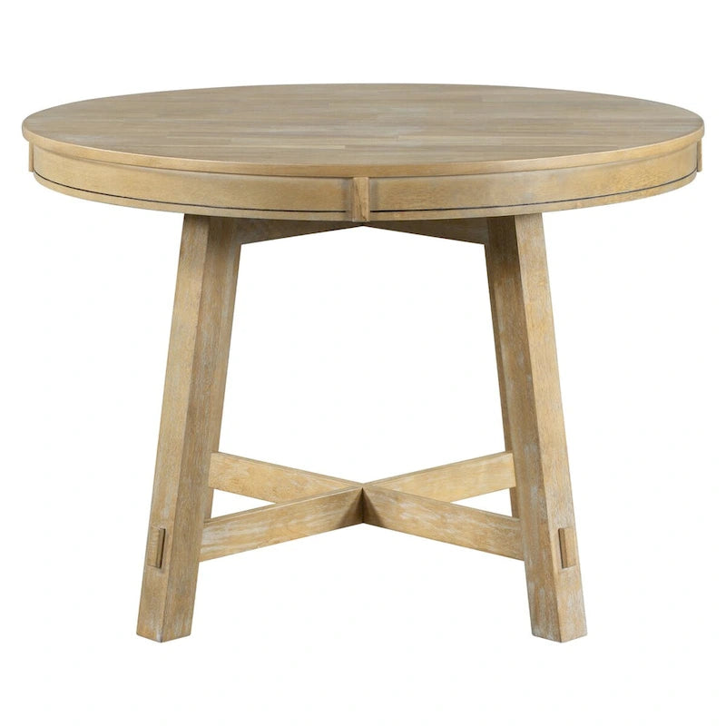 Round Extendable Wood Kitchen Dining Table with 16  Leaf