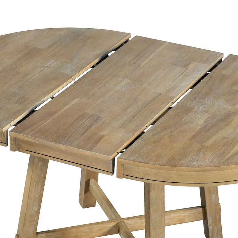 Round Extendable Wood Kitchen Dining Table with 16  Leaf