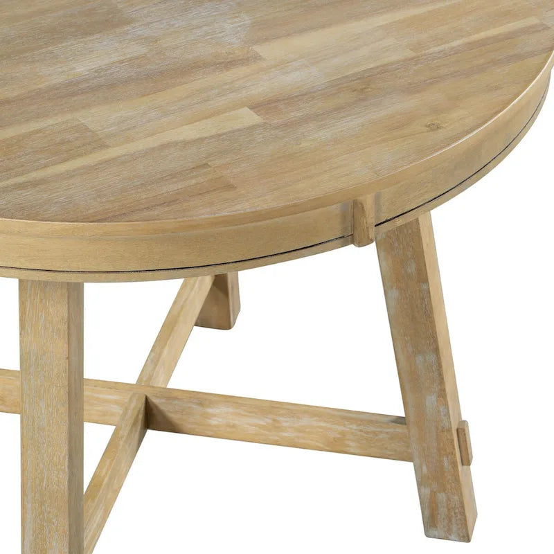 Round Extendable Wood Kitchen Dining Table with 16  Leaf