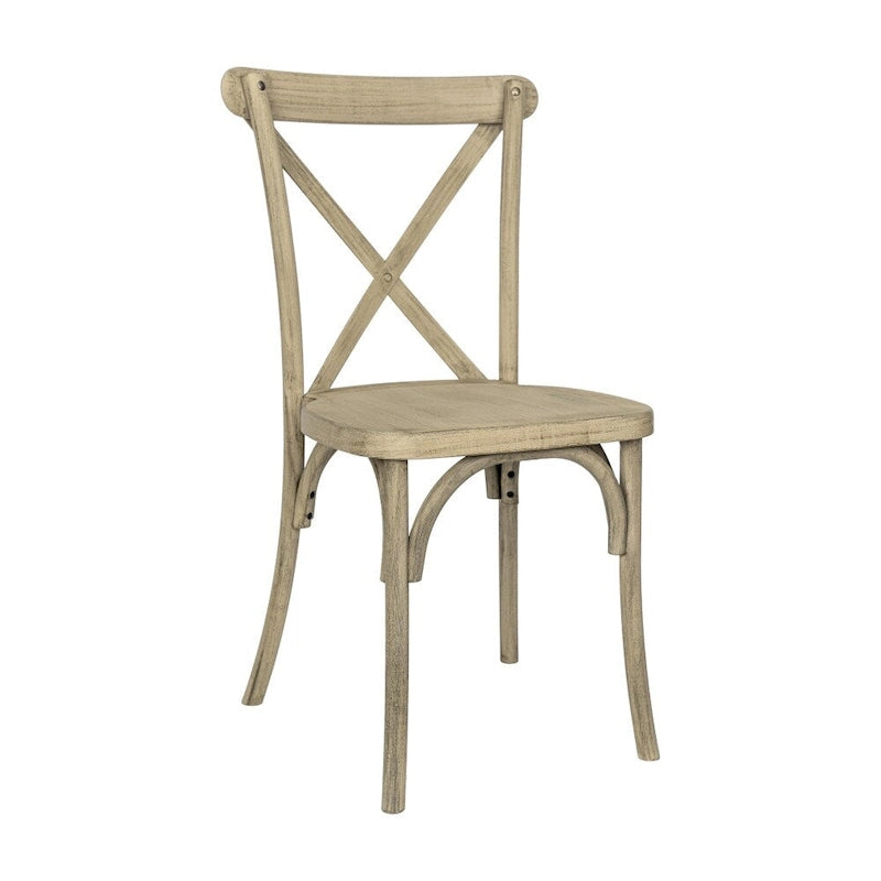 Indoor/Outdoor Commercial Grade Wood Look Resin Cross Back Chair - 19.25W x 19.75D x 35.25H