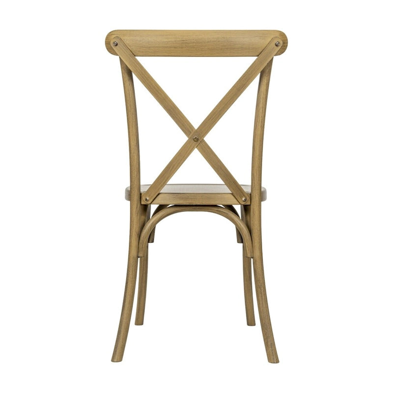 Indoor/Outdoor Commercial Grade Wood Look Resin Cross Back Chair - 19.25W x 19.75D x 35.25H