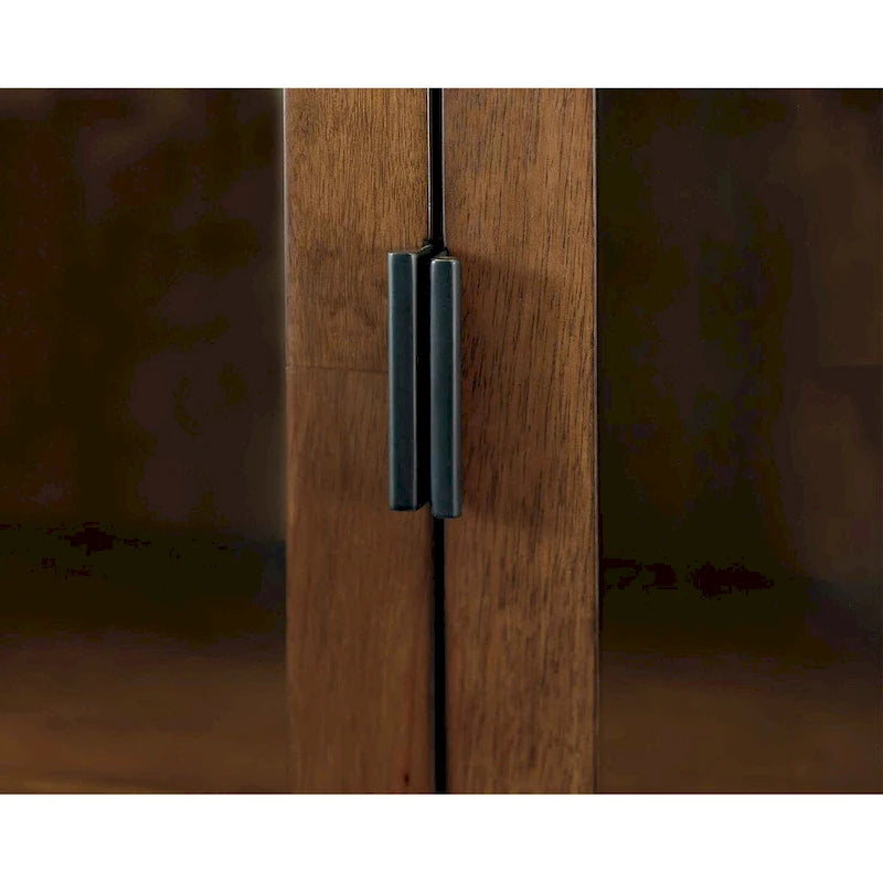 Mid-century Modern Glass Door Bookcase/ Display, Office Bookcase/Display, Accent Bookcase/Display, Brown