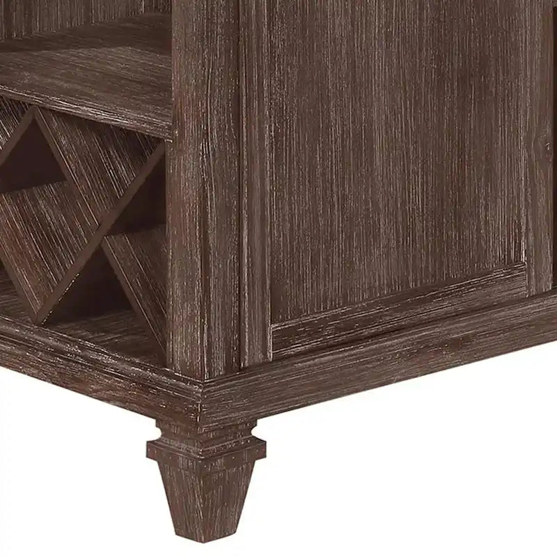 Edward 54 Inch Counter Height Dining Table, Wine Rack, Wood, Warm Brown