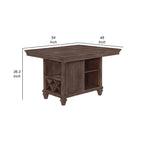 Edward 54 Inch Counter Height Dining Table, Wine Rack, Wood, Warm Brown