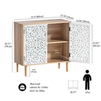 2-Door Hollow-Carved Wood Buffets and Sideboards Storage Cabinet for Living Room - 31.5 W x 13.78 D x 30.71 H