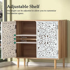 2-Door Hollow-Carved Wood Buffets and Sideboards Storage Cabinet for Living Room - 31.5 W x 13.78 D x 30.71 H