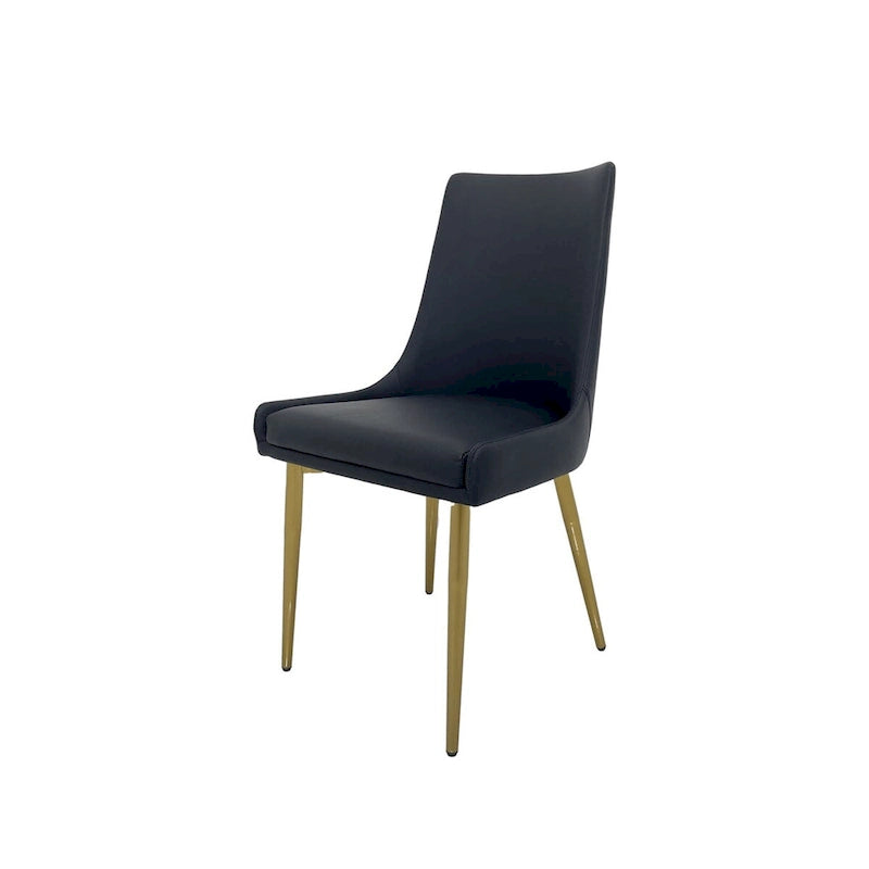 Dining Chair with PU Seat and Matte Gold Legs, Set of 2