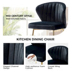 Velvet Upholstered Tufted Back Dining Chair with Metal Legs