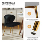 Velvet Upholstered Tufted Back Dining Chair with Metal Legs
