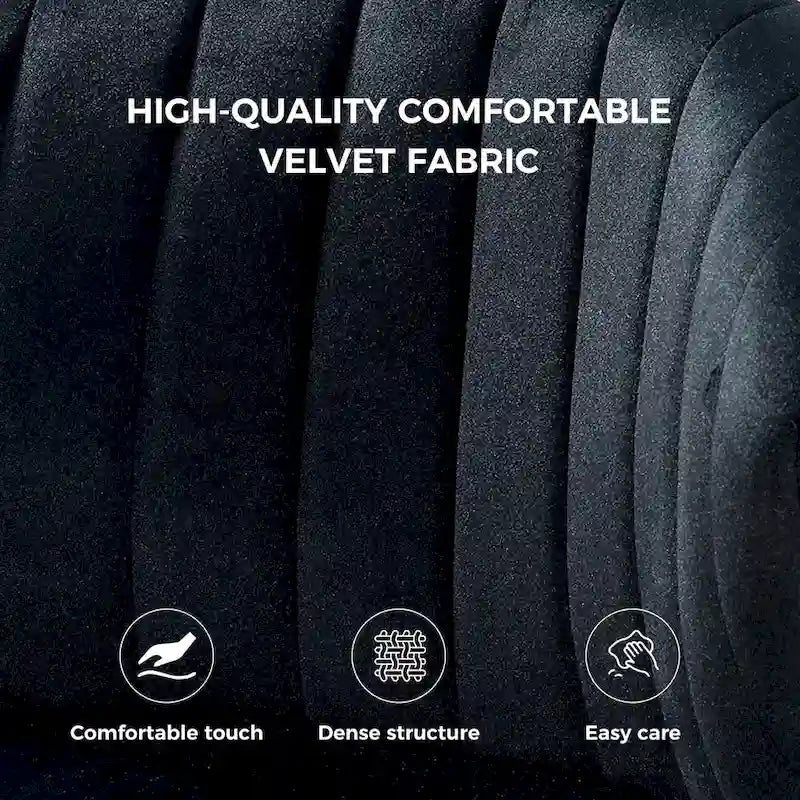 Velvet Upholstered Tufted Back Dining Chair with Metal Legs