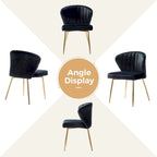 Velvet Upholstered Tufted Back Dining Chair with Metal Legs