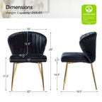Velvet Upholstered Tufted Back Dining Chair with Metal Legs