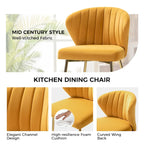 Velvet Upholstered Tufted Back Dining Chair with Metal Legs