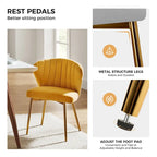 Velvet Upholstered Tufted Back Dining Chair with Metal Legs