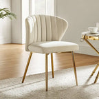 Velvet Upholstered Tufted Back Dining Chair with Metal Legs